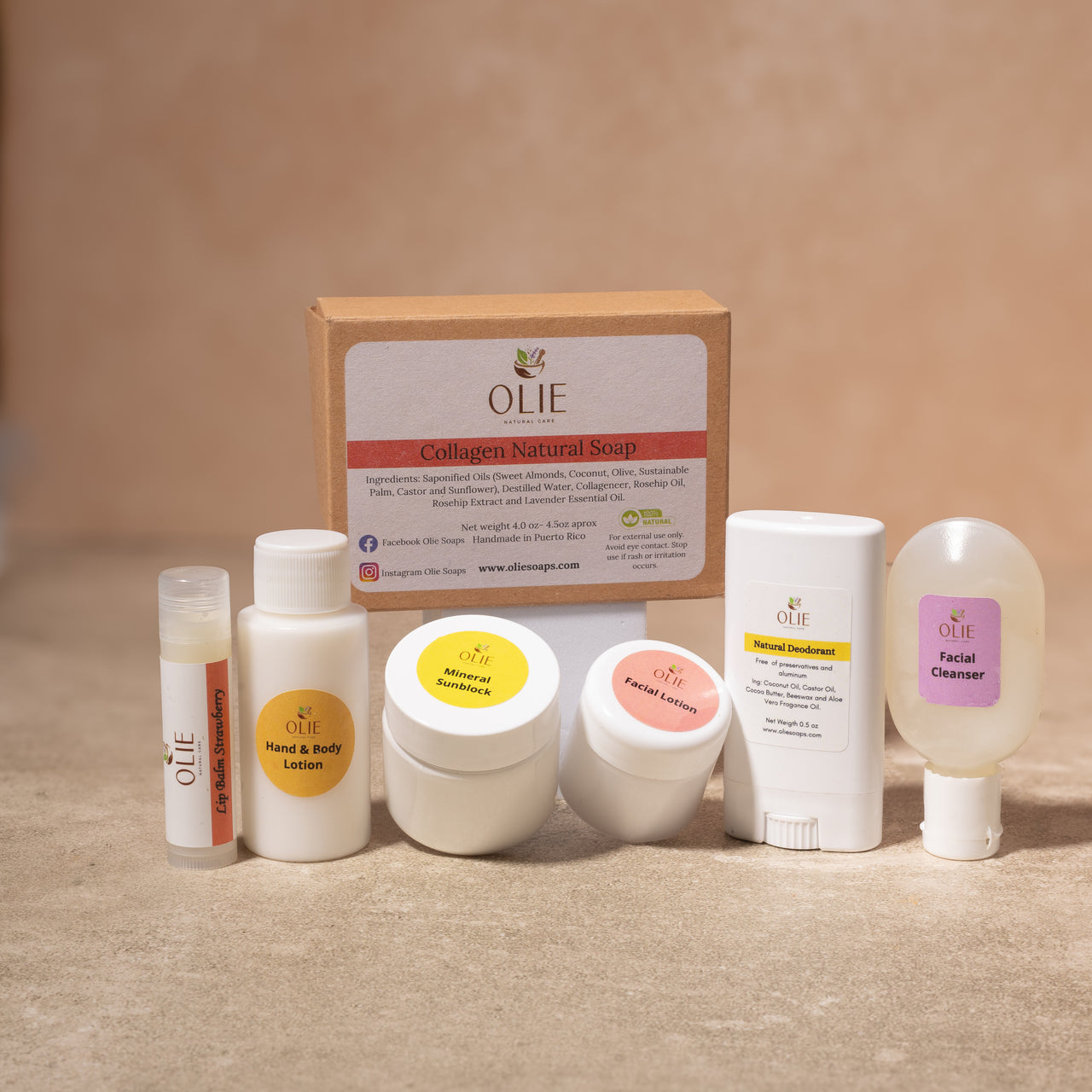 Facial & Skin Care Travel Kit – Collagen Soap + Coconut Body Lotion